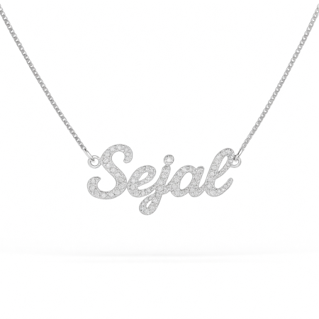 Handmade 925 Sterling Silver Sejal Iced Name Necklace